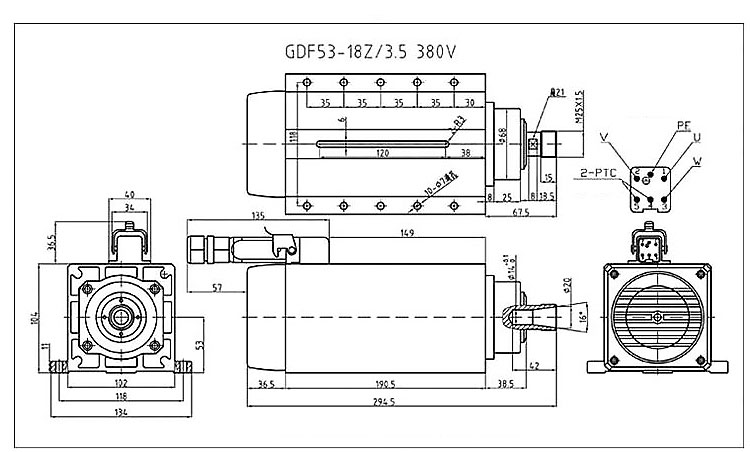After Service Online support 3.5kw ER20 Air Cooling Spindle Motor for Engraving Machine