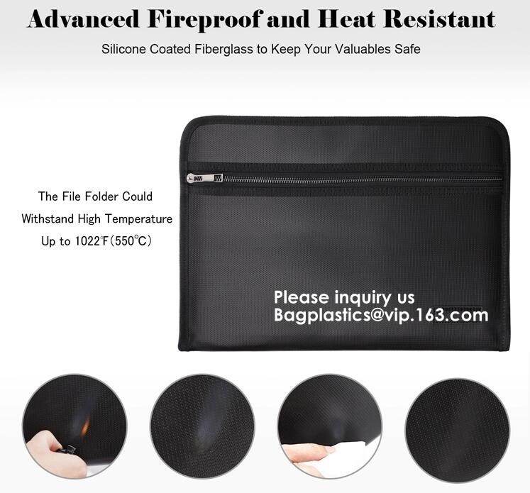 waterproof and fireproof resistant document bag,Lock Box Bag For Documents Money & Office Files Freproof Safe Bag with L