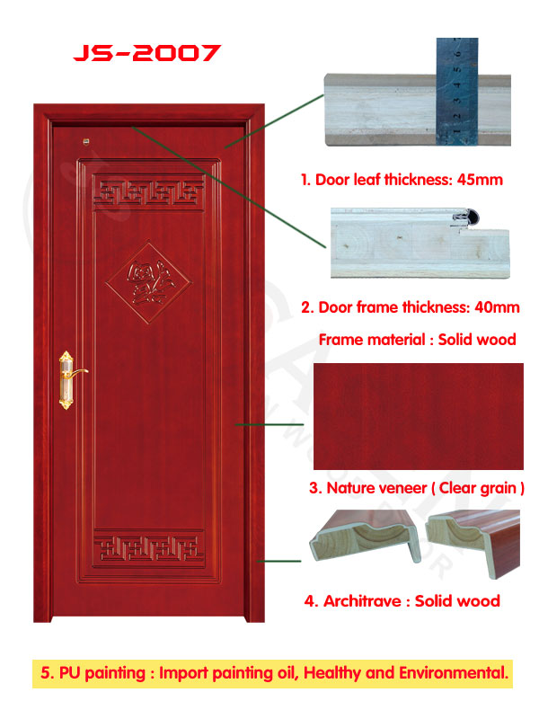 50mm Thick Commercial Fire Rated Interior Wood Doors For House Hotel Villa