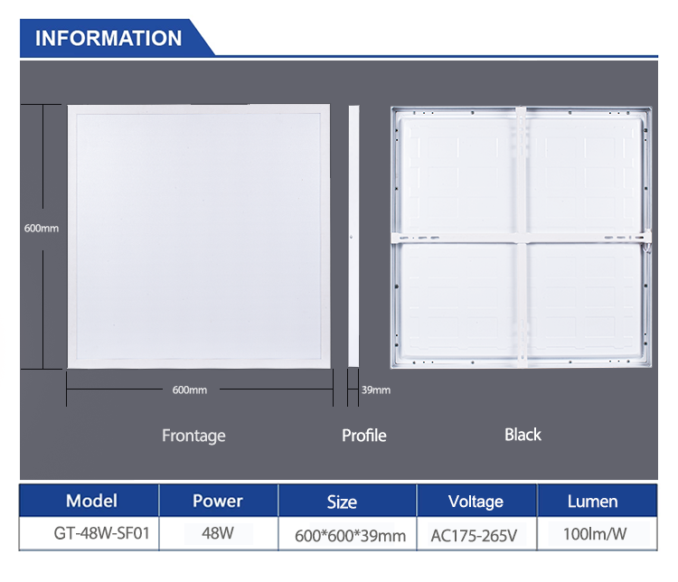 600*600mm 36W 40W 48W 60W Surface Mounted LED Panel Light For AC175-265V