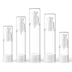 Quality 15ml 30ml 50ml Airless Pump Bottles Plastic Vacuum Transparent Pump Bottle wholesale