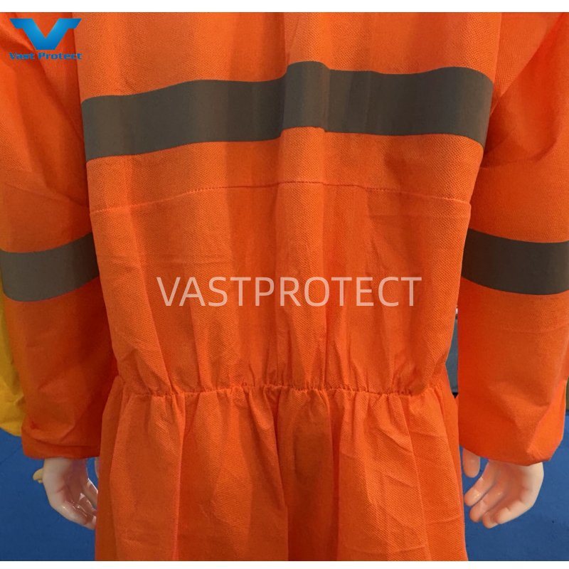 Orange SMS Safety Suit Made in China Factory Disposable Industrial Coveralls