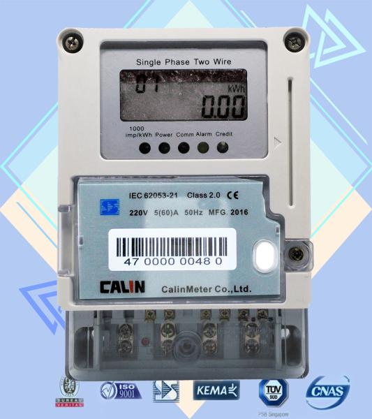 Card Prepayment Single Phase Electric Meter , Surge Protection Wireless Power