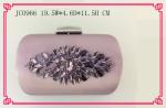 Rhinestone Flower Beaded Evening Bags , Break Open Closure Silver Glitter Clutch