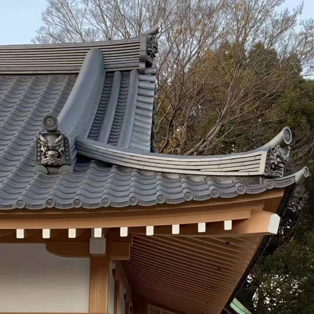Traditional Clay Japanese Roof Tiles 2mm Thick Hotel Temple Matt