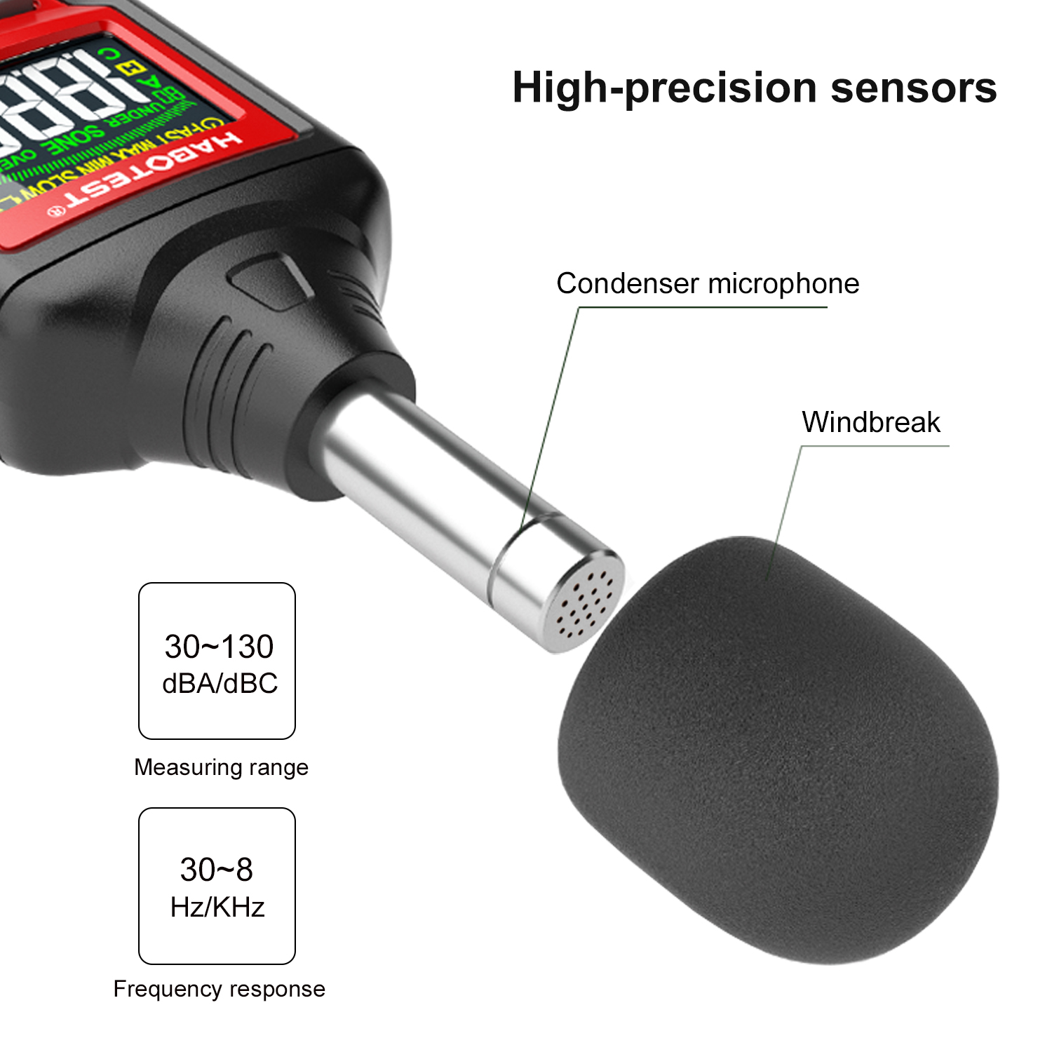 30dB Digital Decibel Meter , 30Hz Digital Audio Level Meter
