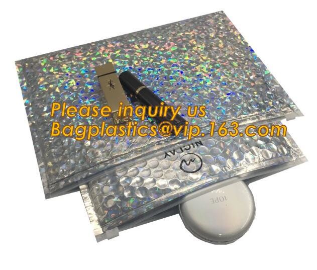 Cosmetic Pink Slider Padded Bag/Silver k Bag With Bubble,Padded Envelopes Cheap Aluminium Foil k Holographic