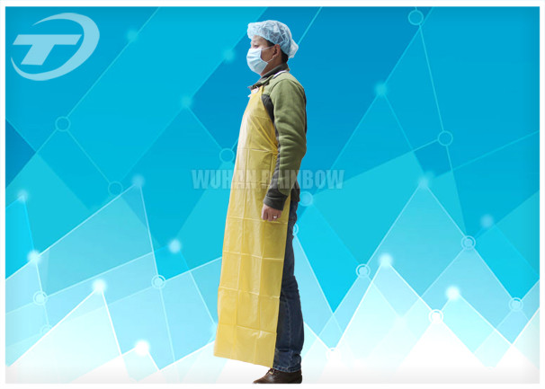 Plastic Coated Aprons Waterproof 43 Gsm / Disposable White Coats