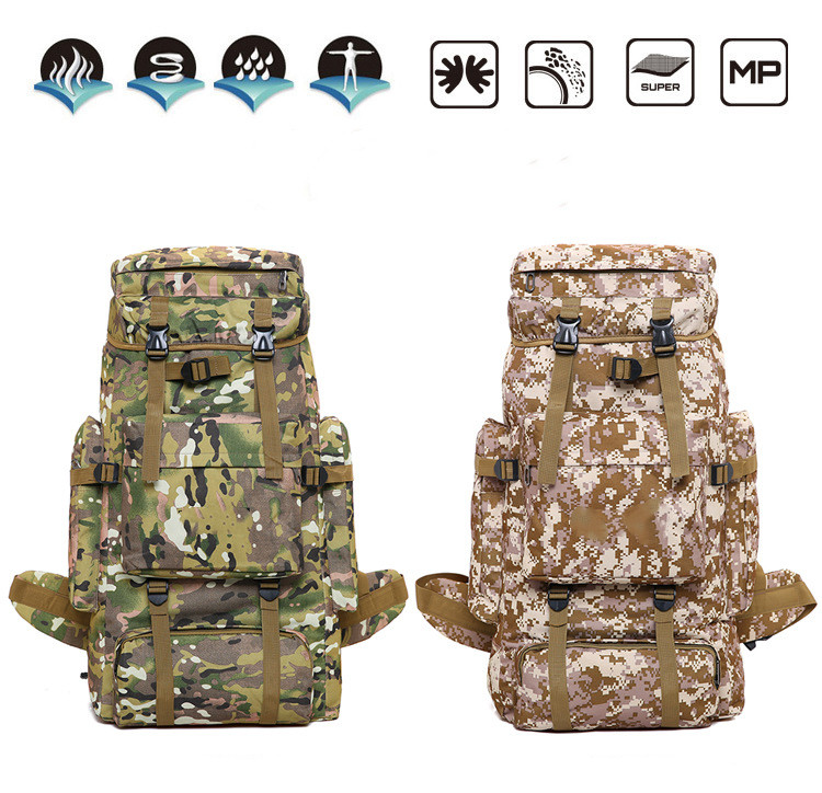 75L Adjustable Woodland Camo Tactical Backpack High Density CE ISO