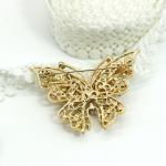 Fashion Gold Butterfly Brooch , Diamond Butterfly Pin 5cm×5.5cm Size