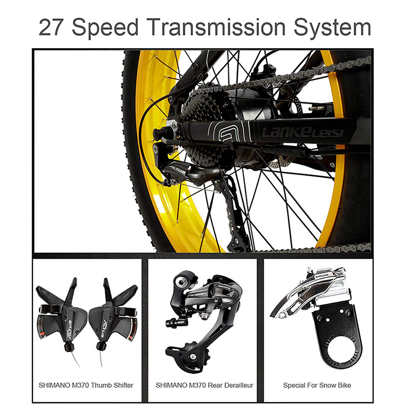 LANKELEISI 26'' 48V 1000W 14.5AH Panasoni'c Battery Electric bicycle E bike+Extra 14.5AH Panasoni'c Battery