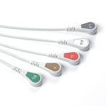 Grey Compatible IVY 5Lead ECG Cable AHA Snap 1m 3.0 diameter