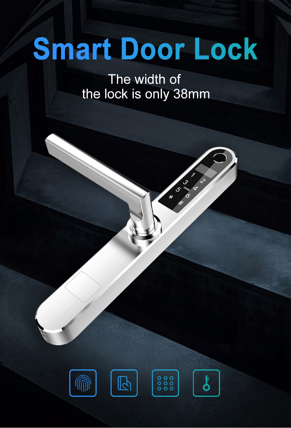 OLED Display Screen Smart Fingerprint Aluminum Door Lock With 2 Years Warranty