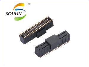 China Gold Plated Double Row Female Header 2.54 Mm SMT H5.7 With Cap on sale