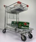 Foldable Warehouse Supermarket steel Q195 Double Layer Trolley