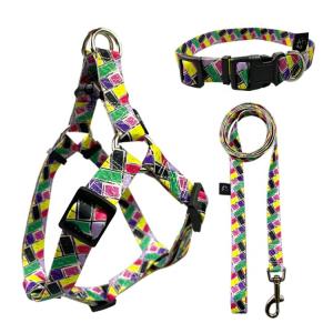 Quality Woven Logo Dog Harness Set Multiple Colour Polyester Dog Harness wholesale