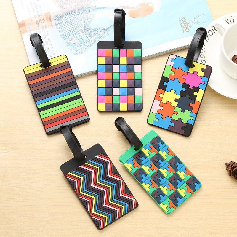 Cartoon Silicone Travel Luggage Tag with Belt Strap Food Grade and Style Card Holder
