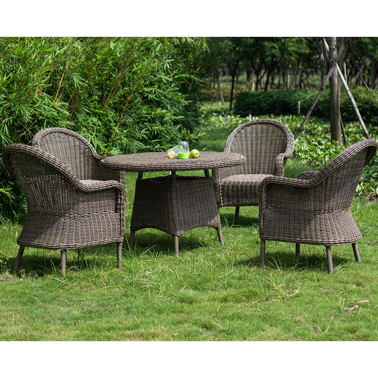 Outdoor Rattan Weaved Dining Table Set Chairs with Modern Design and Durability