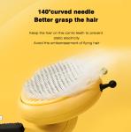 Yellow ABS Honey Bee Pet Grooming Brush Hair Cat Cleaning Comb