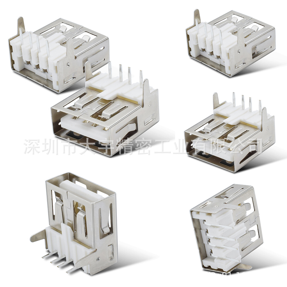 Right Angle Type Micro Usb Female Connector , DIP 4P Mini Usb Female Connector