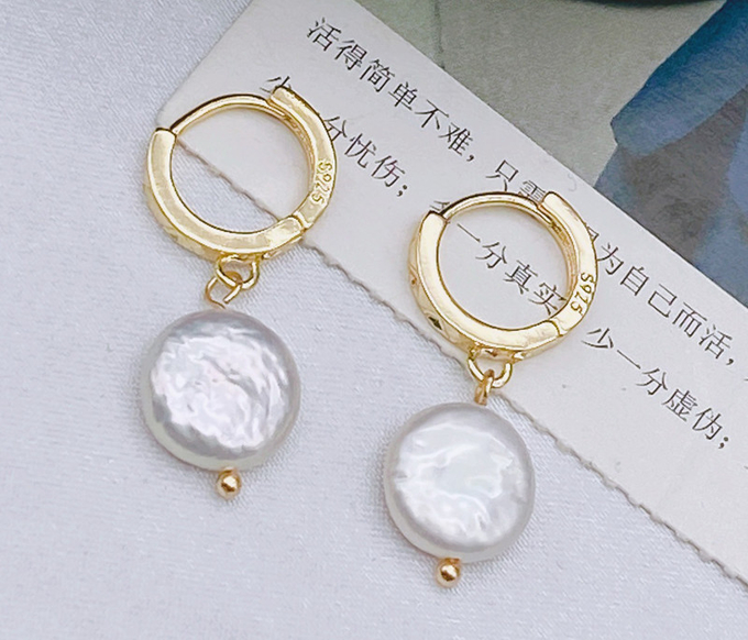 Korean Hoop Earrings For Women Handmade Sweet Baroque Pearl Circle Earring Jewelry Natural Baroque Pearl Earring