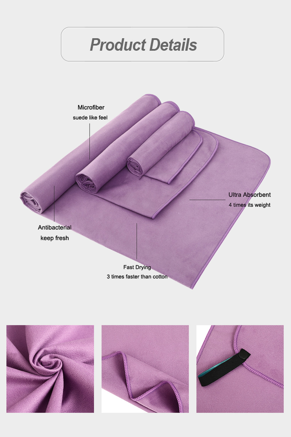 Quick Dry Lightweight Soft Microfiber Suede Towel For Outdoor Activities
