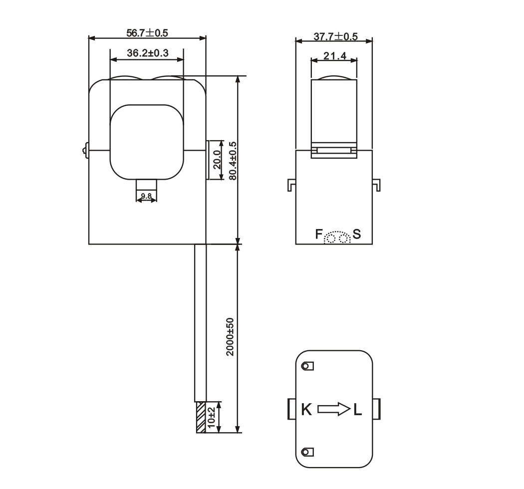Split Core Current Transformer KCT-36 300A/100mA 400A/40mA 500A/50mA 600A/60mA 300-600/0.333V AC Current Sensor Split