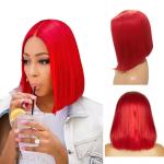 Short Bob Straight Human Hair Lace Closure Wig Transparent 13X4 Lace Frontal Wig