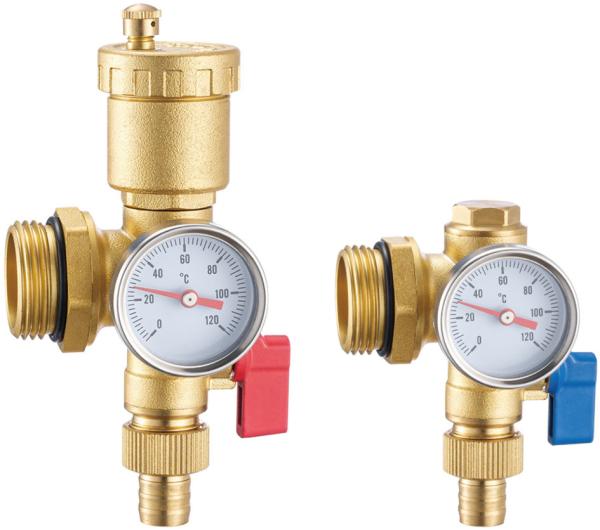 Brass Manifold Parts Integrated Air Vent Valve G1/2" Nut Threaded Flushing Drain