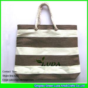 Quality LUDA extra large straw beach bags brown striped paper straw bags wholesale