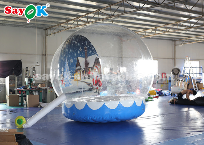 Durable Inflatable Holiday Decorations , 3m Inflatable Snow Globe Transparent Bubble Tent With Printed Background