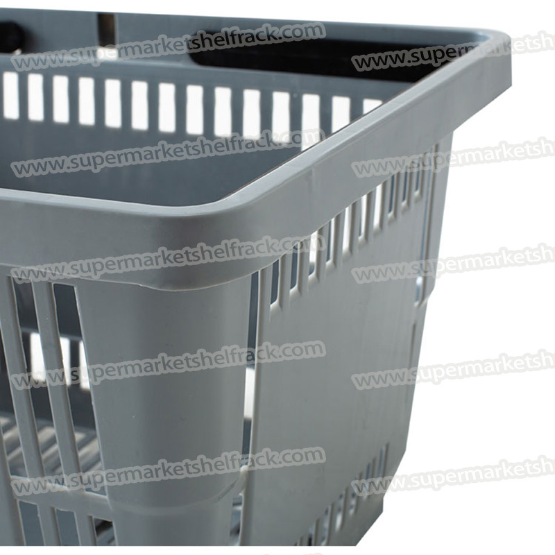 26L 500mm Black PP Plastic Shopping Baskets With Handles For Supermarket
