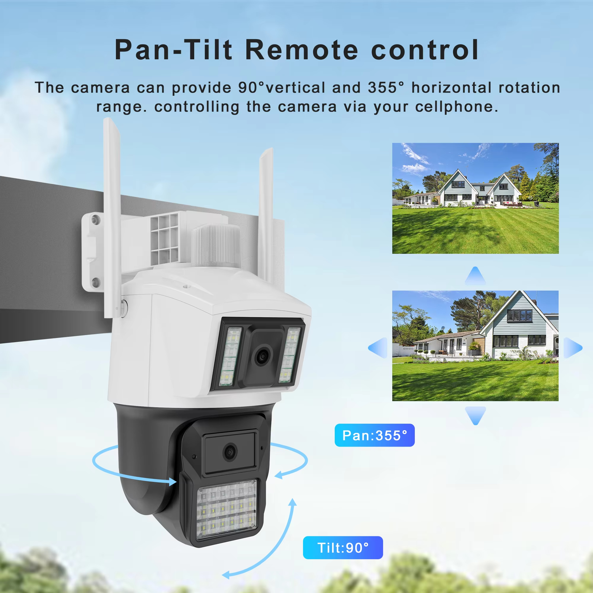 IP CCTV Wifi Two-Way Audio Motion Detection Network Camera Wireless Ptz Motion Tracking Sensor Dual Lens Security Camera