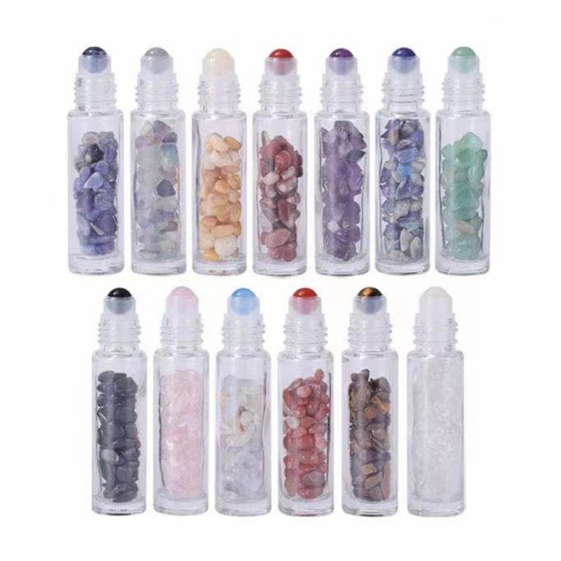 Bottle With Wooden Cap Crystal Roller Ball Empty Glass 10ml Roll On Perfume Bottles