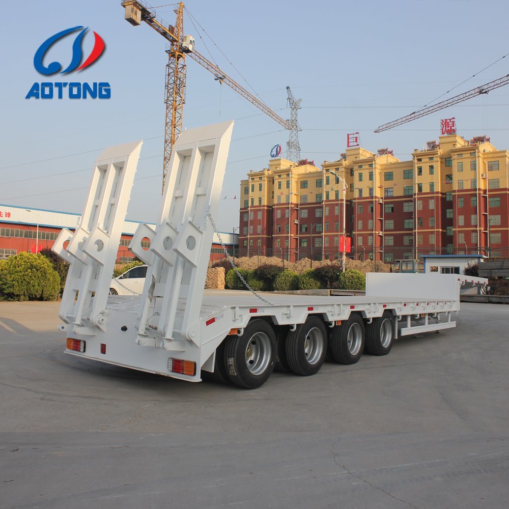 Heavy Load Gooseneck Lowboy Semi Trailer for Excavator Transport 3 Axles 4 Axles 12m 15m