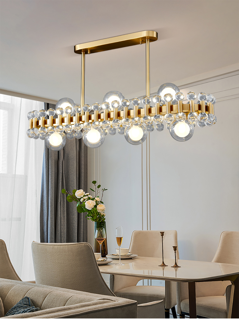 Rectangle color crystal chandelier for dining room kitchen island post modern lighting(WH-MI-323)