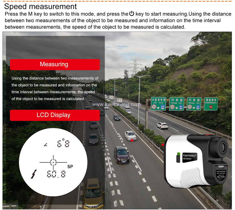 kaemeasu Hunting Laser Rangefinder Rechargeable Golf Telescope Angle Measuring Distance Meter D800