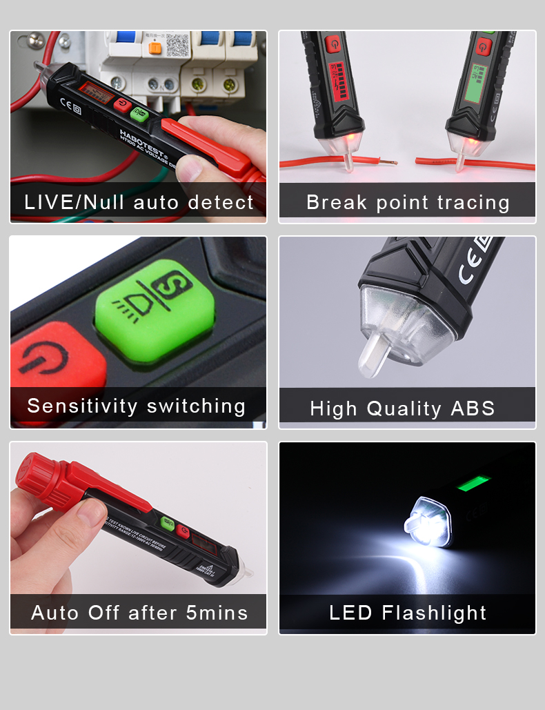 1000V Pen Type Voltage Tester , Adjustable Non Contact Voltage Tester