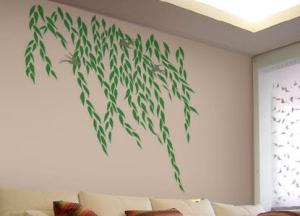 Quality Green Wicker Classic PVC Decoration Wall Flower Stickers F083 wholesale