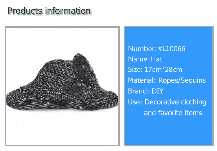 Classical Black Hat Iron On Embroidered Patches For Garment Accessories