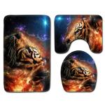 Wild Animal Toilet Seat Cushion Tiger Leopard 3pc Bathroom Rug Set