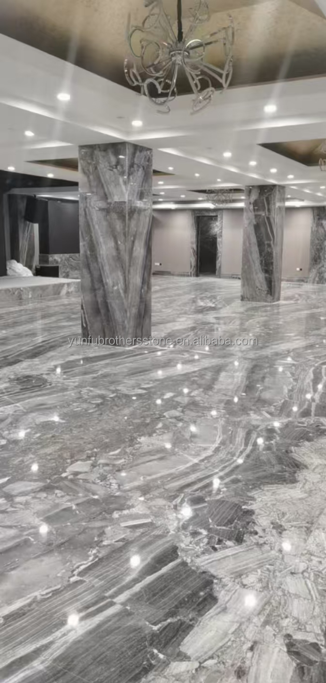Polished Serbian Grey Marble Wall Panels for High End Interior Decoration