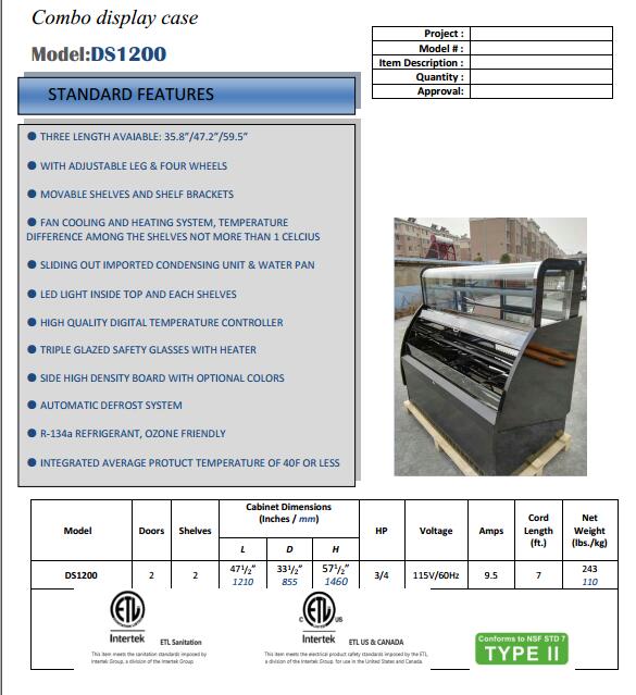 Fricool R134a Air Curtain Refrigerator Display Cooler 450L