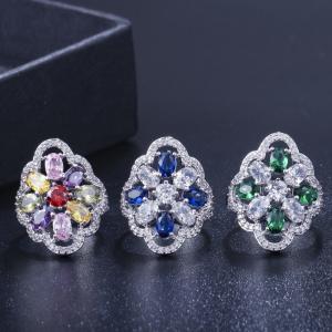 Quality Crystal Rings For Women Circle CZ Ring Fashion Engagement Ring Jewelry Copper Gold-Plated zircon Wedding Ring for Gifts wholesale