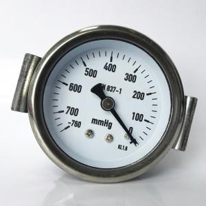 Quality 63mm Vacuum Pressure Gauge 760 MmHg Brass Connection U Clamp Pressure Gauge wholesale