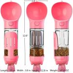 4 In1 Portable Leakproof Pink Dog Water Bottle With Food Container & Waste Bag