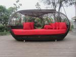 UV Resistant Outdoor Rattan Daybed , Dark Brown Wicker Oval Bed