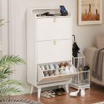 Tri-amine flip shoe cabinet with shoe rack