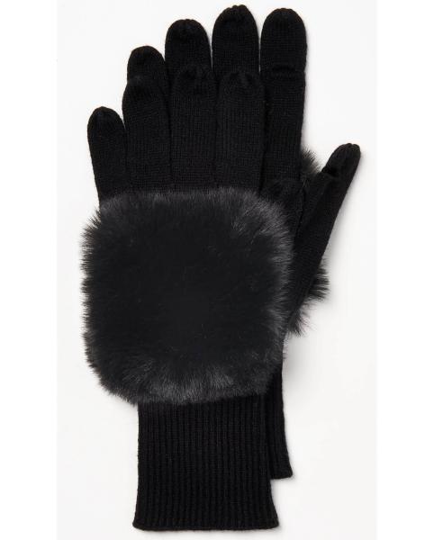Top Faux Fur Knitted Gloves With Fingers 4 Cashmere 20 Lambswool 20 Cotton 33