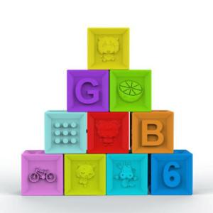 Quality Food Grade Embossed Silicone Rubber Block , Silicone Baby Stacking Blocks wholesale